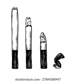 cigarette set collection vector illustration with line art drawing