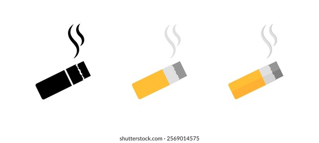 Cigarette set icons. Flat and silhouette style. Vector icons.