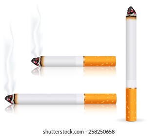 Cigarette set. Vector Illustration isolated  on white background.