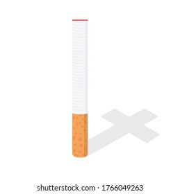 cigarette with shadow cross on isolate background