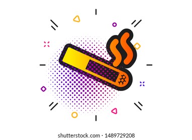 Cigarette sign. Halftone circles pattern. Smoking area icon. Smokers zone symbol. Classic flat smoking icon. Vector