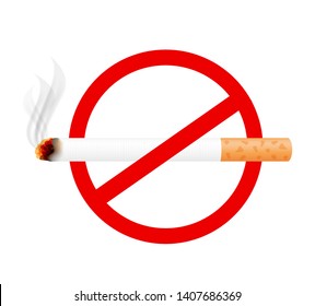 cigarette sign, stop smoking symbol isolated on white background, tobacco icons ban, no smoking, cigarette warning signs