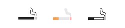 Cigarette, Simple Icon Set. Tabbacco Smoke Concept Illustration In Vector Flat Style.