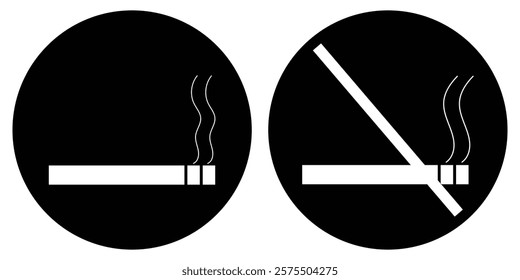 Cigarette, simple icon set. Tabbacco smoke concept illustration in vector flat-vector illustration