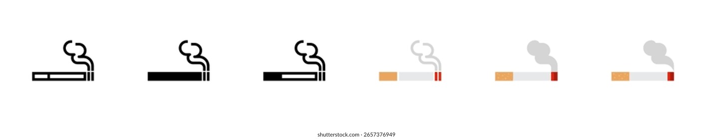 Cigarrillo, simple conjunto de iconos. Ilustración del concepto de humo de Tabbacco, Vector 10 eps.