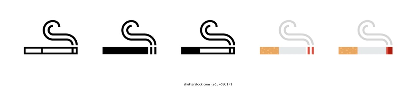 Cigarrillo, simple conjunto de iconos. Tabbacco Ilustración vectorial de concepto de humo.