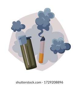 Cigarette Smoke, Air Passive Smoking Pollution Concept Vector Illustration