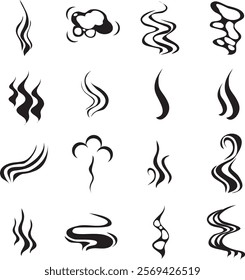 Cigarette smoke, black smoke icon isolated on white background. Vector, designer illustration. Vector.