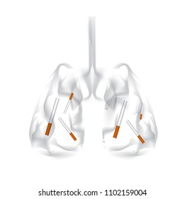 Cigarette smoke causes lung collapse unhealthy body.