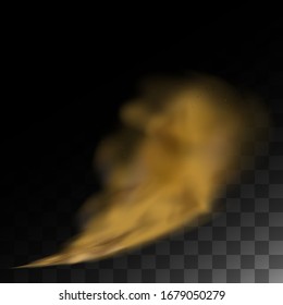 Cigarette smoke, cloud of dust, smell smog tornado. Dust cloud with particles. Realistic vector isolated on background air with dirt.