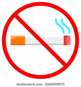 A cigarette with smoke is crossed out in a red circle indicating no smoking This is ideal for health and anti-smoking campaigns