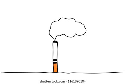 cigarette and smoke  with empty for text vector continuous one  line drawing   vector eps.10