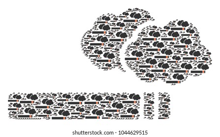 Cigarette Smoke figure organized in the shape of cigarette smoke icons. Vector iconized collage constructed with simple design elements.