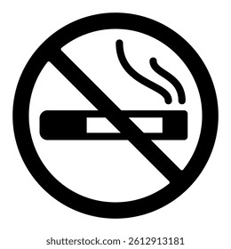 Cigarette with smoke forbidden solid icon, smoking prohibited concept. Vector graphics. Tobacco stick sign on white background, glyph style mobile or design