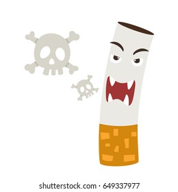 Cigarette with a smoke formed skull dead vector illustration