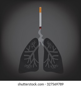 Cigarette with smoke forming lungs. EPS 10 vector royalty free stock illustration for ad, promotion, poster, flier, blog, article, social media, marketing