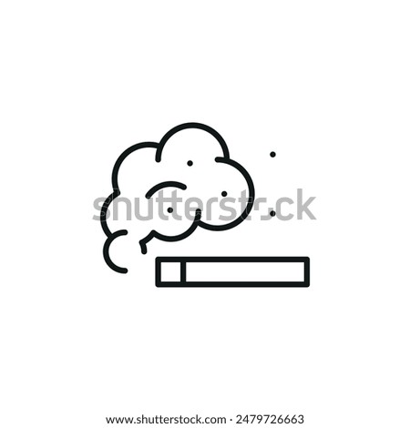 Cigarette with Smoke Icon. A minimalistic design featuring a cigarette emitting smoke, ideal for use in public health warnings, anti-smoking campaigns, and educational materials. Vector illustration