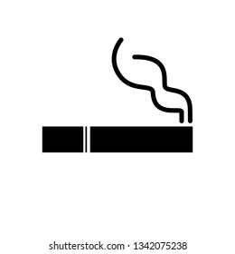 Cigarette with smoke icon on white background. Vector illustration.