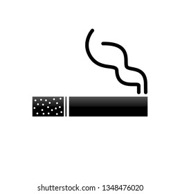 Cigarette with smoke icon on white background. Vector illustration.