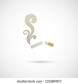 Cigarette And Smoke Icon Vector