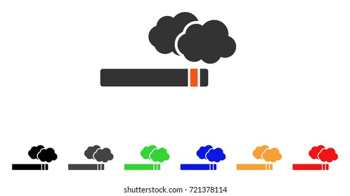 Cigarette Smoke icon. Vector illustration style is a flat iconic cigarette smoke symbol with black, gray, green, blue, red, orange color variants. Designed for web and software interfaces.