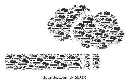 Cigarette Smoke illustration made in the shape of cigarette smoke design elements. Vector iconized composition composed from simple items.