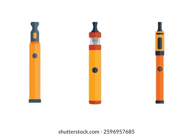 Cigarette And Smoke Illustrations Vector Set With Colorful design.