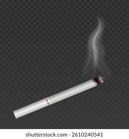 Cigarette with smoke isolated on transparent background