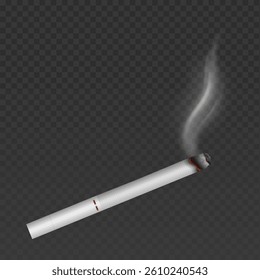 Cigarette with smoke isolated on transparent background