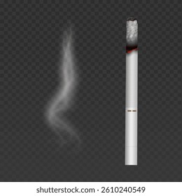Cigarette with smoke isolated on transparent background