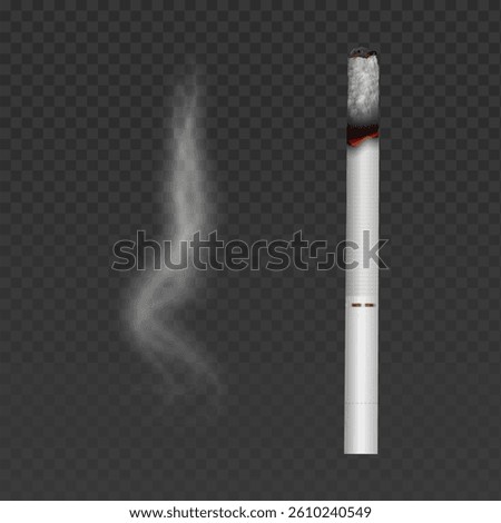 Cigarette with smoke isolated on transparent background