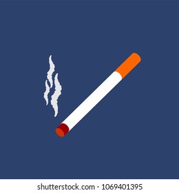 Cigarette and smoke isolated. Smoking Isometric Style