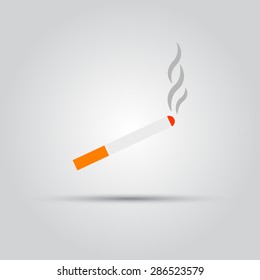 Cigarette with smoke isolated vector colored icon