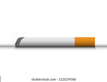 Cigarette and smoke on white background vector design eps.10