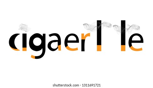 cigarette and smoke on white background