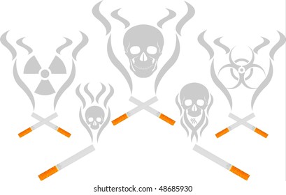 cigarette smoke and skulls. vector illustration