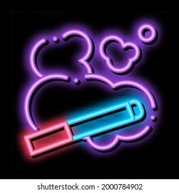 Vector de señal de luz de neón de vapor de cigarrillo y humo. Icono brillante ilustración de símbolo transparente