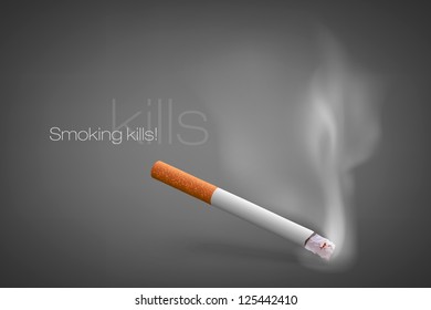 Cigarette and smoke in vector
