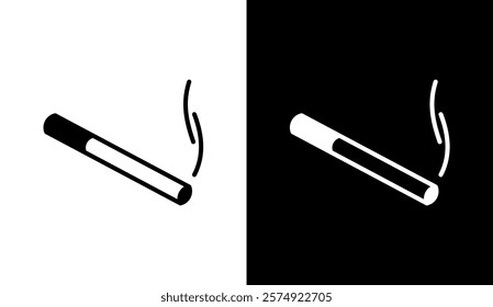 cigarette with smoke vector icon