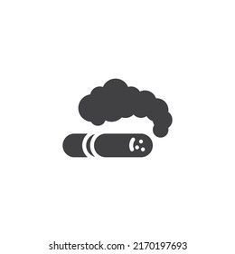 Cigarette smoke vector icon. filled flat sign for mobile concept and web design. Smoking cigarette glyph icon. Symbol, logo illustration. Vector graphics