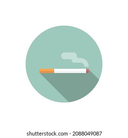 Cigarette and smoke vector icon, flat design, long shadow, eps10