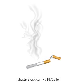 Cigarette And Smoke In Vector Illustration