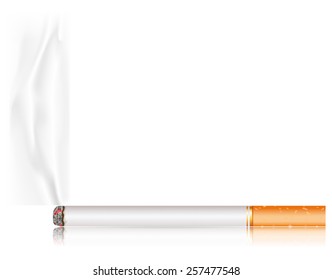 Cigarette with smoke. Vector Illustration on white background