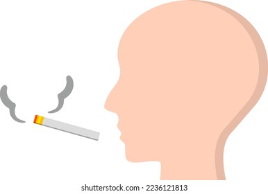 Cigarette smoker isolated vector illustration.