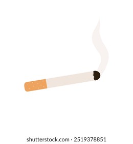 Cigarette smoking. Health, bad habit, addiction, lifestyle concepts. Flat vector illustration isolated on background.