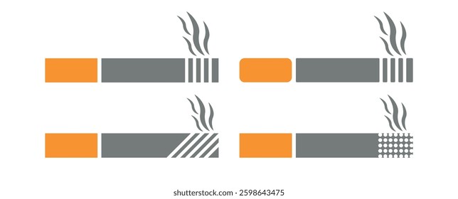 cigarette - smoking sign symbol. Cigarette icon, smoke icon isolated on white background. Flat design. Vector illustration.
