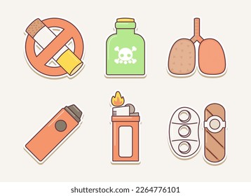 cigarette stickers. icon vector flat style design with outline