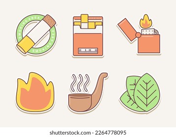 cigarette stickers. icon vector flat style design with outline