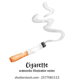 Cigarette, stop smoking, watercolor vector illustration 