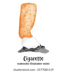 Cigarette, stop smoking, watercolor vector illustration 